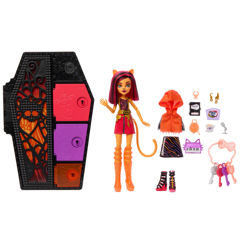 What is included with the Monster High Skulltimate Secrets Neon Frights Toralei Doll