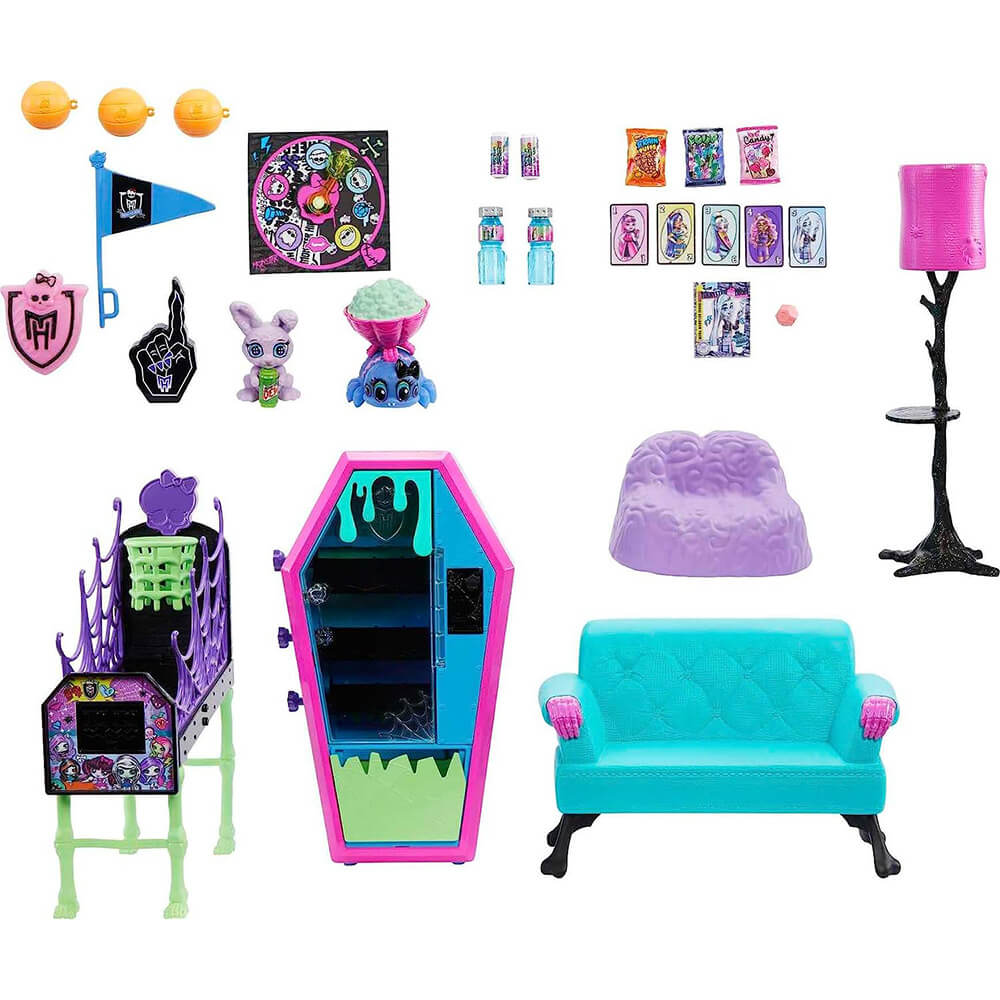 what is included with the Monster High Student Lounge Core Accessory Set