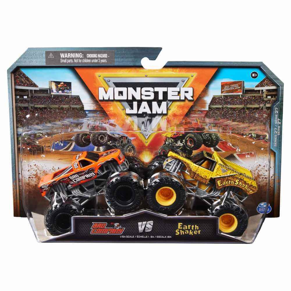 Monster Jam 1:64 Scale Monster Truck 2-Pack (Bad Company vs Earth Shaker)