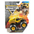 Front packaging of Monster Jam EarthShaker toy truck in yellow with bold black accents, large rubber tires, and clear display box featuring Monster Jam branding and logo.