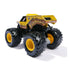 Monster Jam Earth Shaker toy truck in yellow with rugged dirt-splatter design, oversized black tread tires, and bold Earth Shaker logo, displayed on white background.