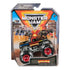 Monster Jam Excaliber 1:64 scale diecast truck in retail package, with black and red design, rainbow graphics, and oversized black tires with red rims.