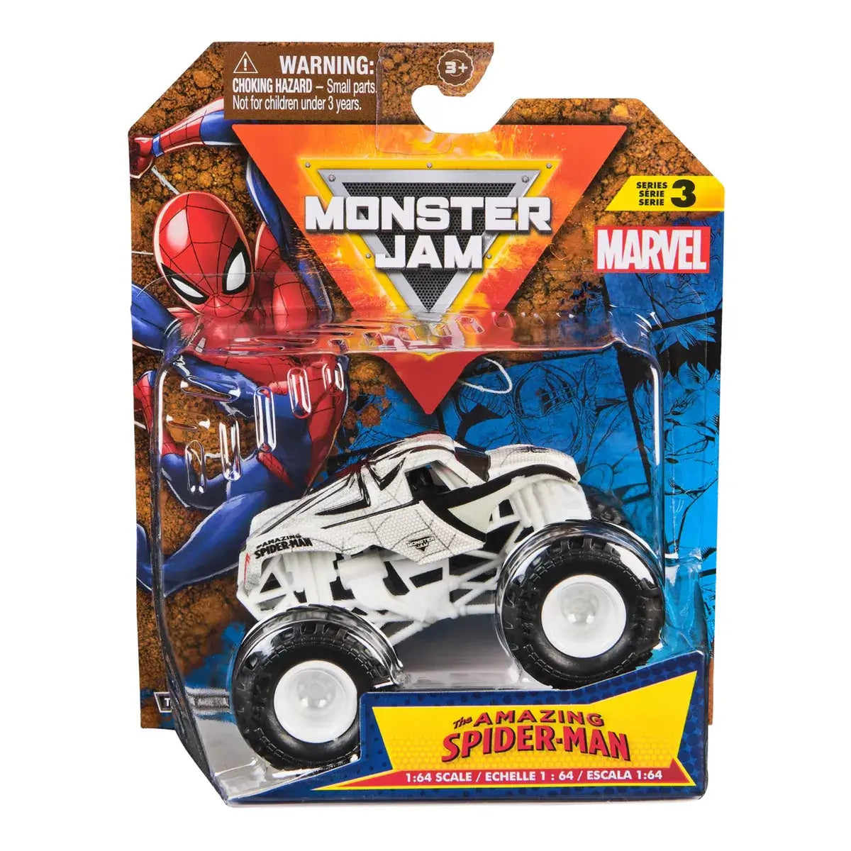 Monster Jam Marvel The Amazing Spider-Man 1:64 Scale Diecast Monster Truck Vehicle packaging