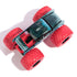 Marvel Monster Jam Venom truck toy features a black metallic body with spider emblem, bold red oversized tires, and rugged plastic chassis viewed from the top angle.