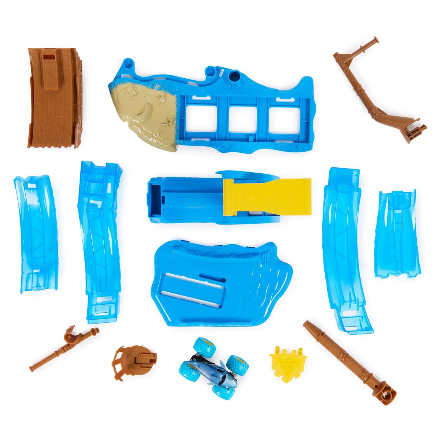 Monster Jam Megalodon Loop of Doom Stunt Playset pieces