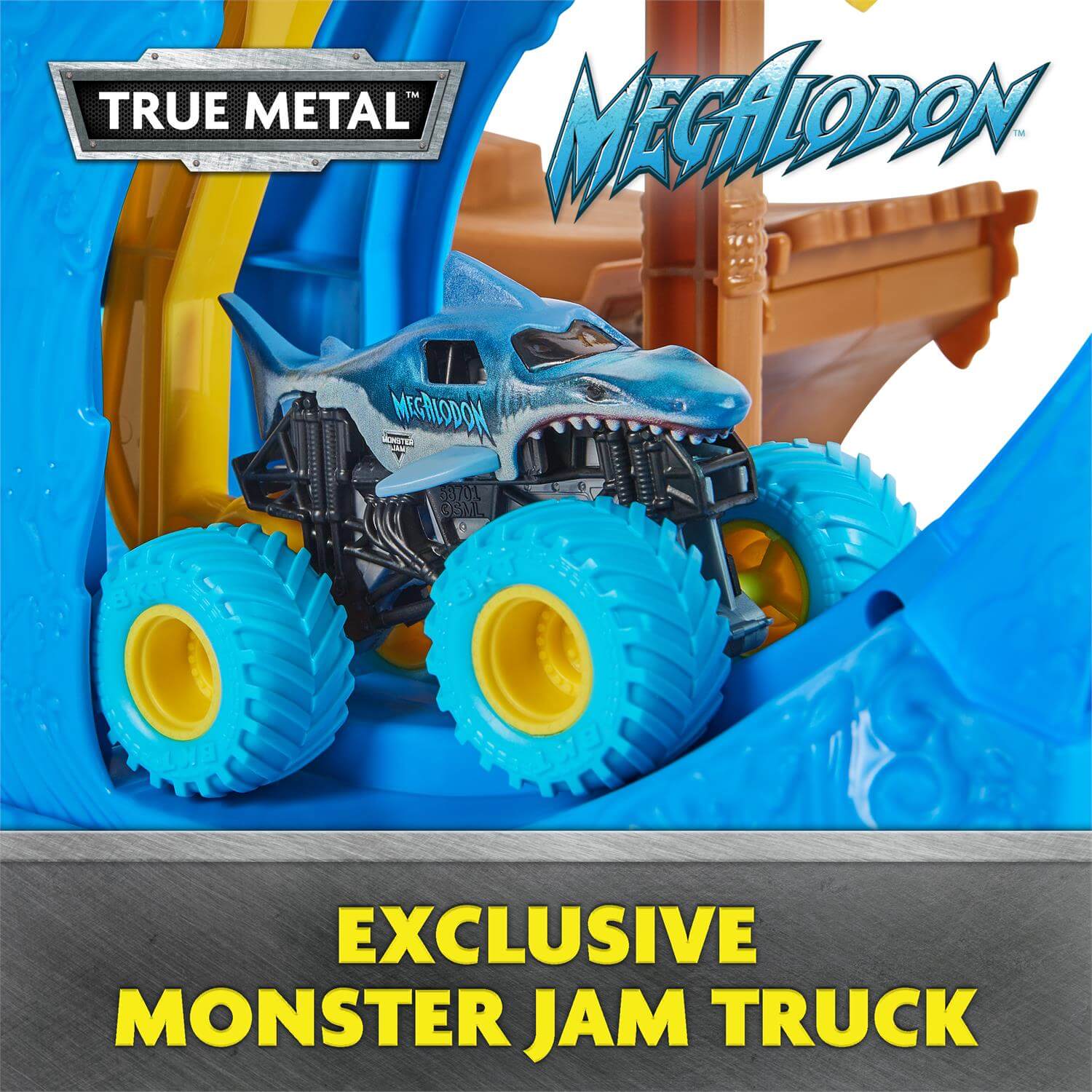 Monster Jam Megalodon Loop of Doom Stunt Playset exclusive monster truck included