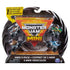 Monster Jam Mini 5-Pack retail packaging showing five 1:87 scale collectible monster trucks in clear blister display, bold Monster Jam branding, warning labels, and note of one mystery mini truck included.