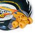 Monster Jam Dragon mini truck in metallic gold plastic with sculpted dragon wings and scales, fantasy creature-shaped body on oversized gold rubber tires, displayed beside packaging on white background.