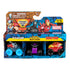 Monster Jam Mini Jams Marvel toy set in blue printed cardboard box with bold character artwork, angular display packaging featuring three mini monster trucks for kids, shown against a plain white studio backdrop.