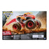 Monster Jam El Toro Loco Rev ’n Roar monster truck packaging back showing action photography, rocky stunt setting, bold branding, and play feature descriptions, highlighting realistic monster truck design and revving sound play.