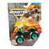 Front packaging of Monster Jam Scooby-Doo toy truck with Arena Favorites branding, fiery background graphics, and clear display case showcasing dog-themed truck with teal rims.