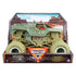 Packaged Monster Jam Soldier Fortune 1:24 scale diecast truck displays military green camo design, heavy-duty suspension, large beige wheels, and stadium box branding with logo.