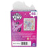 My Little Pony puzzle box back in pink and purple glossy cardboard rectangular shape, displaying product details, barcode, and small puzzle preview image against a plain studio background.