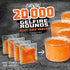Nerf Pro Gelfire instruction graphic showing four packets of dry orange rounds turning into hydrated gel balls in clear cups, with bold text reading “Grow 20,000 Gelfire Rounds – Just Add Water.”