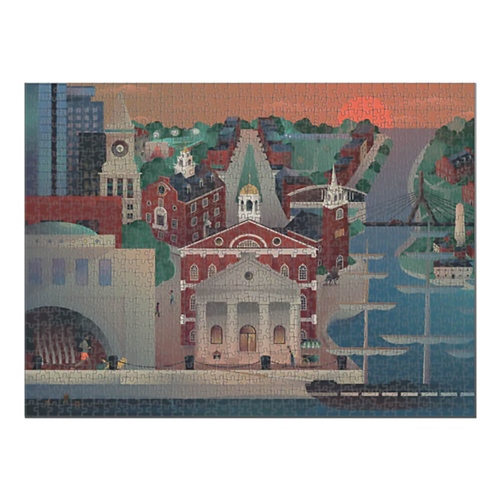 Completed New England Puzzle Works Boston, Massachusetts 1000 Piece Jigsaw Puzzle