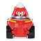 Paw Patrol Marshall Aqua Pups toy vehicle in red plastic and metal textures, compact rounded rescue car shape with character figure, front view on a plain white studio background.
