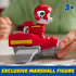 PAW Patrol Marshall action figure in red helmet and suit sits in red hoverboard with gray wings, designed for children ages 3 and up to encourage adventure play.