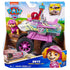 PAW Patrol Skye Rescue Wheels jet in retail packaging displays pink and gray plastic vehicle with bold graphics, oversized wheels, and character figure, presented in colorful branded box background.