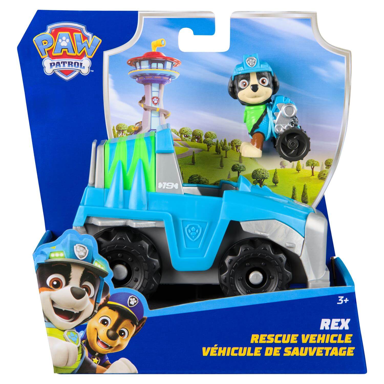 PAW Patrol Rex's Dinosaur Rescue Vehicle Figure Set in packaging