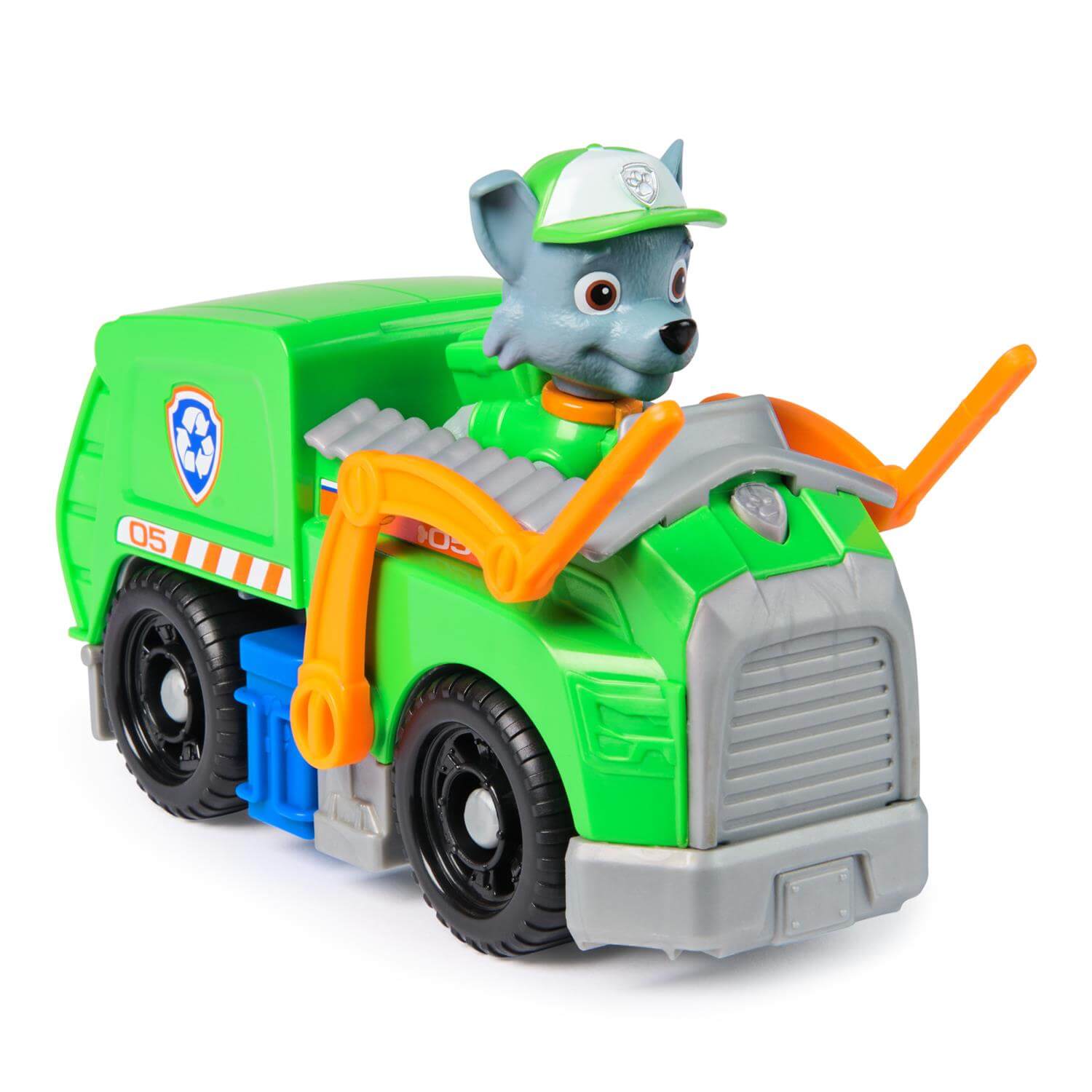 PAW Patrol Rocky's Recycling Truck Vehicle Figure Set diagonal view