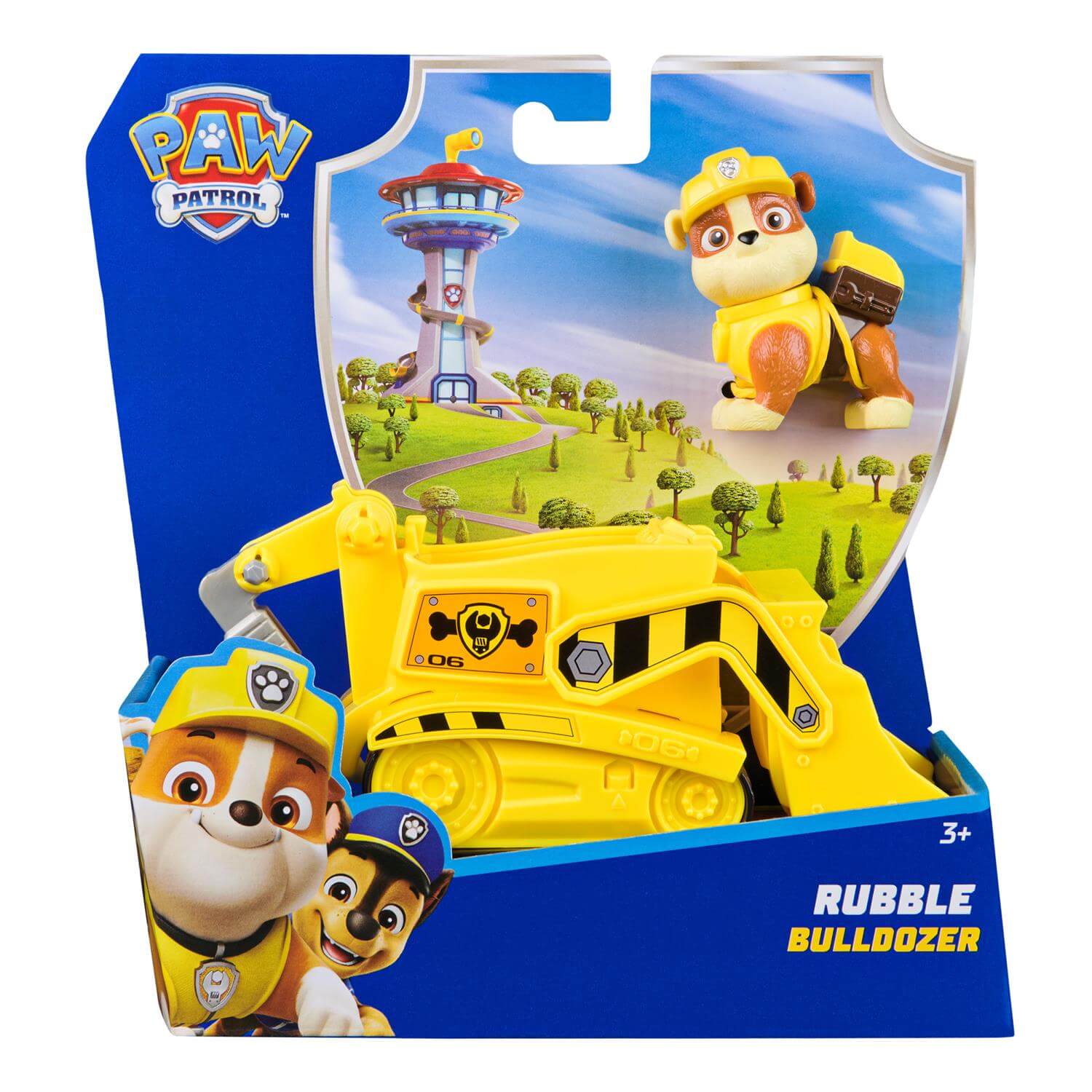 PAW Patrol Rubble's Bulldozer Vehicle Figure Set in packaging