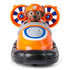 Front view of Paw Patrol Zuma hovercraft toy, with orange and gray cockpit, black float base, and Zuma pup character visible behind twin orange propellers.