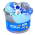 Gray and blue cloud dough slime with a soft texture, topped with an astronaut bear figurine, moon and star sprinkles, and pastel accents, packaged in a jar labeled Cosmic Ice Cream Cloud Dough Slime.