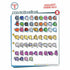 Pet Simulator X Series 1 collectible chart by PhatMojo showing 58 cube-style pet toys in rows including cats, dogs, rabbits, dragons, and exclusive golden versions.