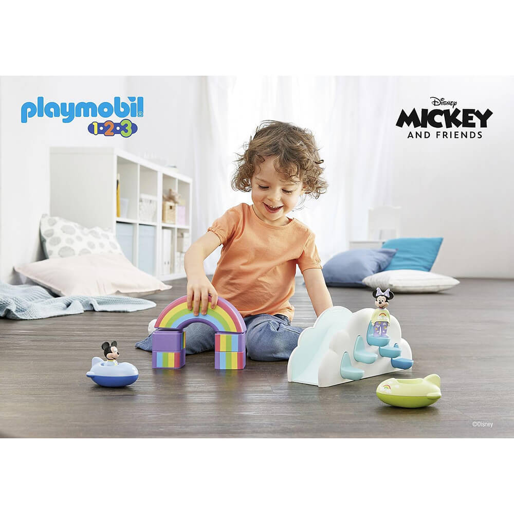 Child playing with the PLAYMOBIL 1.2.3 & Disney: Mickey's & Minnie's Cloud Home