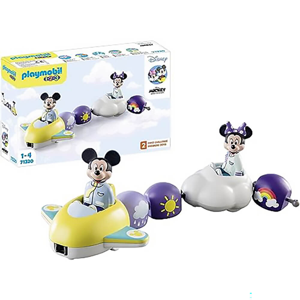 PLAYMOBIL 1.2.3 & Disney: Mickey's & Minnie's Cloud Ride toy and box