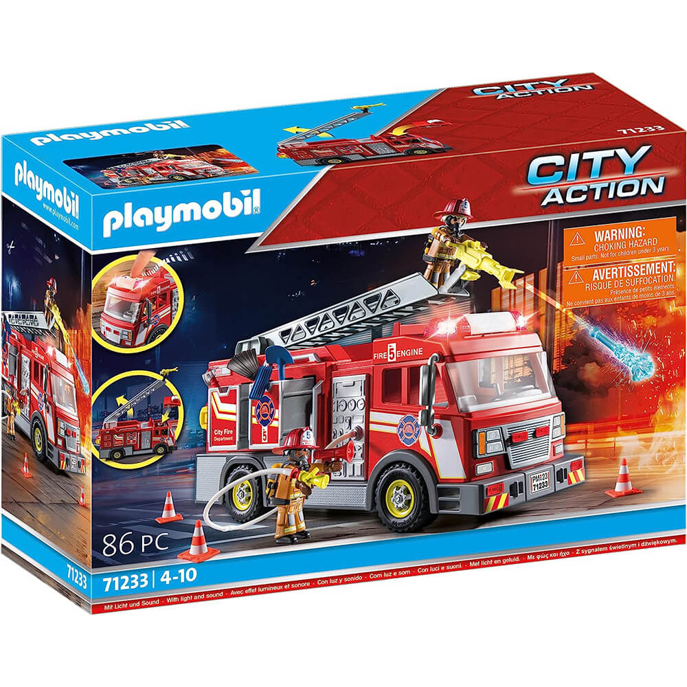 PLAYMOBIL City Action US Fire Truck with Lights (71233) Packaging