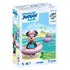 Playmobil Disney Minnie Mouse Aqua packaging displays Minnie in blue swimsuit and watermelon float beside purple duck on bright tropical beach backdrop, emphasizing toddler water-play fun.