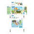 Playmobil Junior excavator packaging shows the gray digger with an orange arm lifting rock blocks in a soft outdoor scene, highlighting the 5-piece construction set for young toddlers.