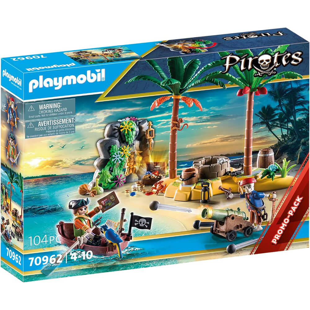 PLAYMOBIL Pirates Pirate Treasure Island with Rowboat Playset (70962) Front of the box