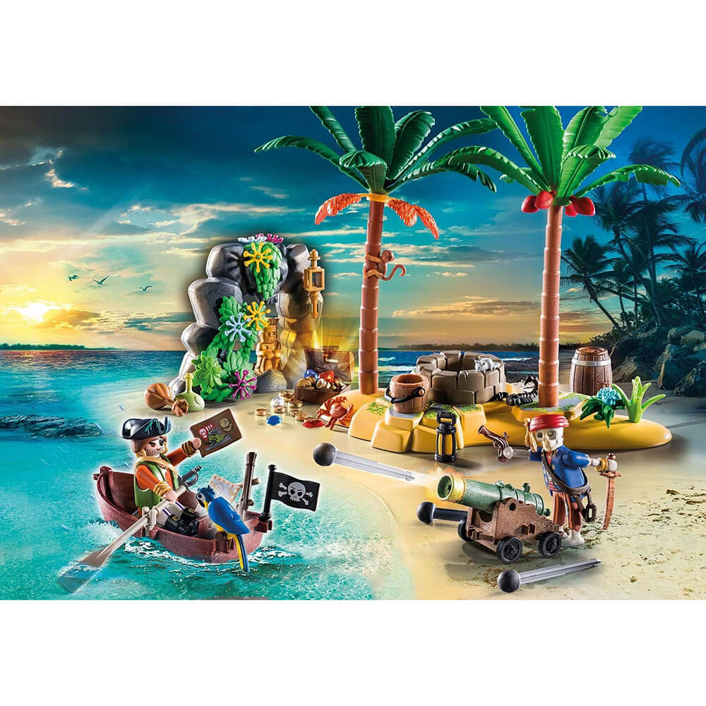 PLAYMOBIL Pirates Pirate Treasure Island with Rowboat Playset (70962)