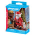 Playmobil Santa package presents red-suited figure beside toy sack and glowing tree, highlighting included accessories and festive background on vibrant Special Plus box.