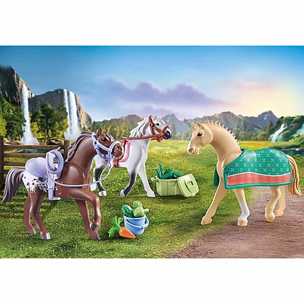 PLAYMOBIL Three Horses with Saddles Playset