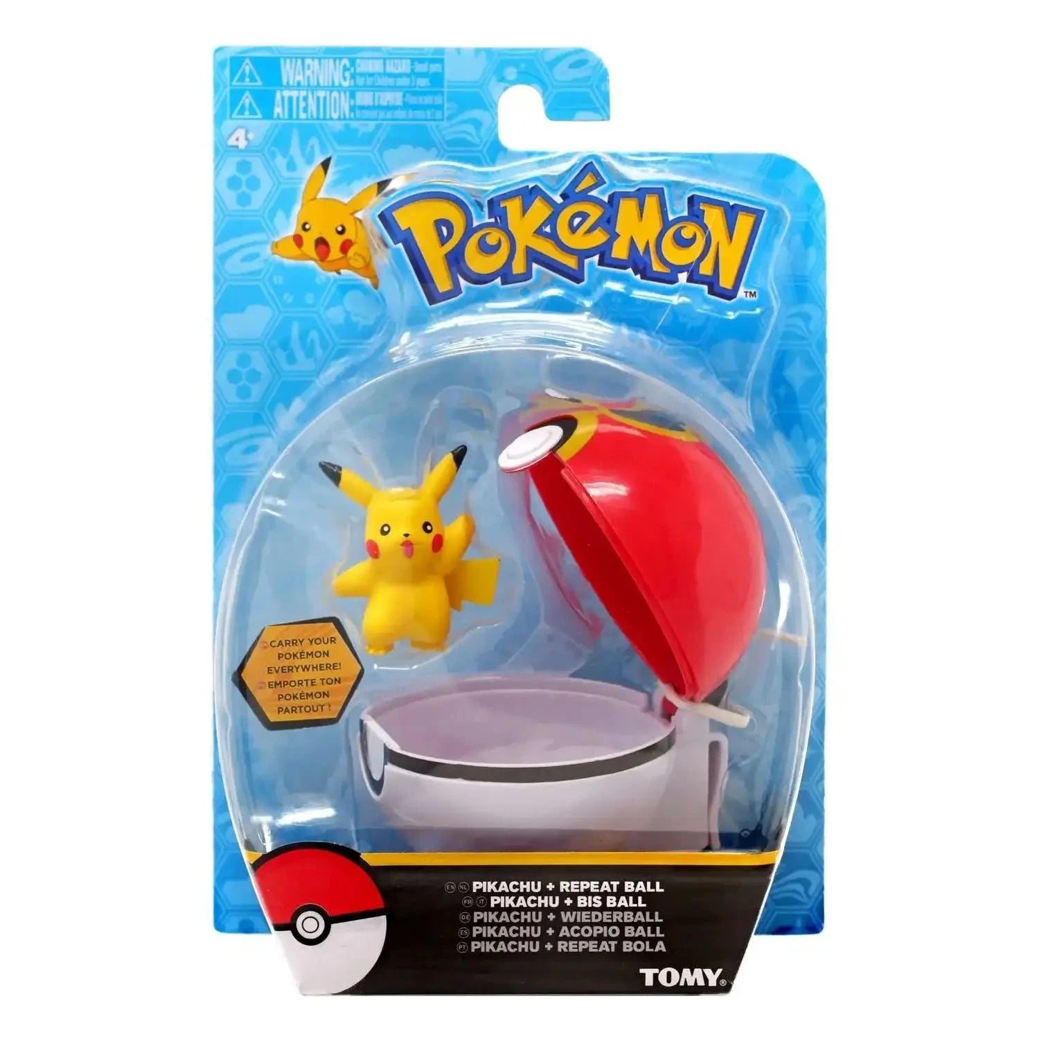 Pokemon Clip and Carry Pikachu and Repeat Pokeball Figure Set