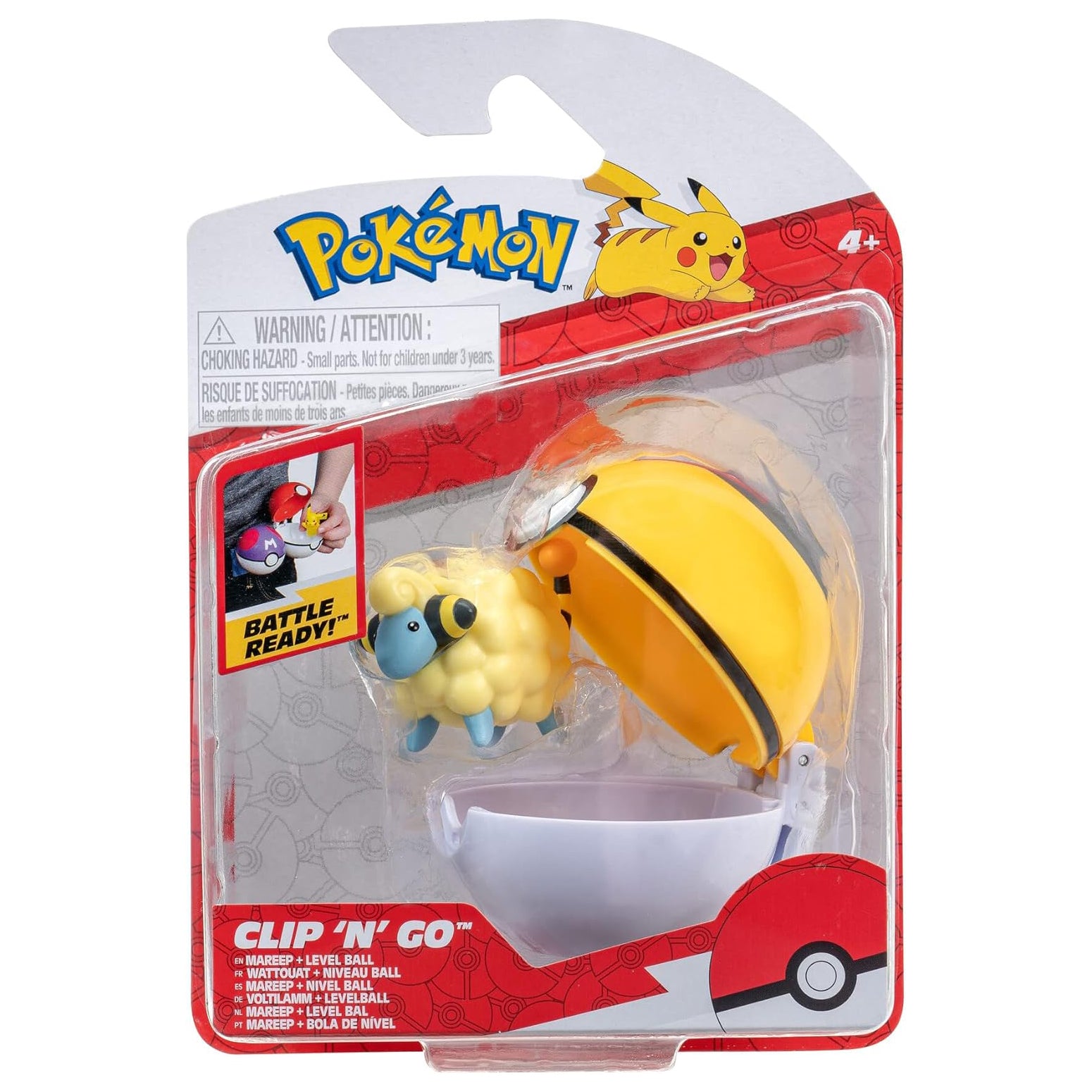 Pokemon Clip 'N' Go Mareep and Level Pokeball Figure Set