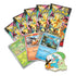 Pokemon booster packs and promo cards colorful foil and cardstock items with glossy texture, Mega Evolutions Ascended Heroes set featuring Chikorita Tepig and Totodile cards plus enamel pin, arranged on clean white background