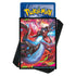 Pokémon TCG card sleeves pack showcases vivid Mega Charizard X artwork printed on glossy protective sleeves arranged in a fanned stack with a sample Pokémon card behind them on a white backdrop.