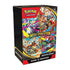 Pokémon TCG Mega Evolution booster bundle box shows vivid character artwork in four colorful panels with bold branding printed on a black patterned package photographed against a clean studio background.