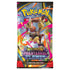 Vibrant multicolor Pokémon TCG booster pack with shiny foil texture, vertical rectangular form displaying Lopunny artwork, Mega Evolution Phantasmal Flames theme presented against a simple light background.