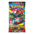 Pokémon Mega Evolution booster pack showing Mega Venusaur in green and red beneath a jungle canopy, highlighted with bold blue and yellow streaks for dynamic energy.