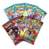 Pokémon TCG booster packs spread in a fan layout, featuring colorful foil wrappers with assorted Pokémon artwork, sealed flexible packaging, and standard rectangular shape included in the Mega Venusaur ex Premium Collection set.