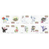 Pokemon TCG character stickers in bright multicolor glossy finish featuring various Pokémon figures in dynamic poses, die-cut collectible decals arranged in a neat grid on a white background.