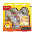 Pokémon TCG Pokémon Day 2026 Collection box features yellow and orange cardboard packaging with a Pikachu promo card, metallic coin and three booster packs visible.