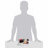 Silhouette comparison image showing Pokémon TCG Prismatic Evolutions Surprise Box placed on a table with 4.18-inch height label, giving visual scale next to a standing figure.
