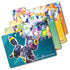 Set of four colorful Pokémon TCG Prismatic Evolutions dividers featuring crystal-themed artwork of Eeveelutions like Umbreon and Glaceon, arranged fanned out on white background.