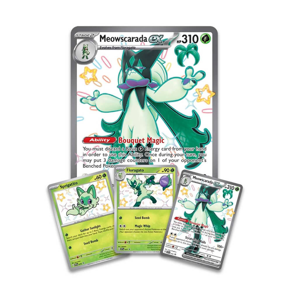 Pokemon TCG Scarlet and Violet Paldean Fates Meowscarada EX Premium Co Maziply Toys Pokemon TCG Scarlet and Violet Paldean Fates Meowscarada EX Premium Co Maziply Toys